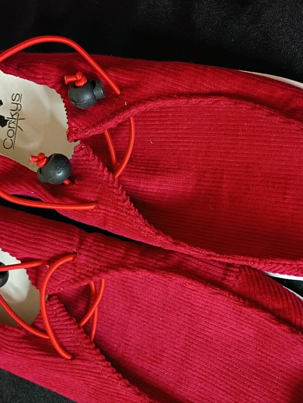 Corkys Red Corduroy Moccasins